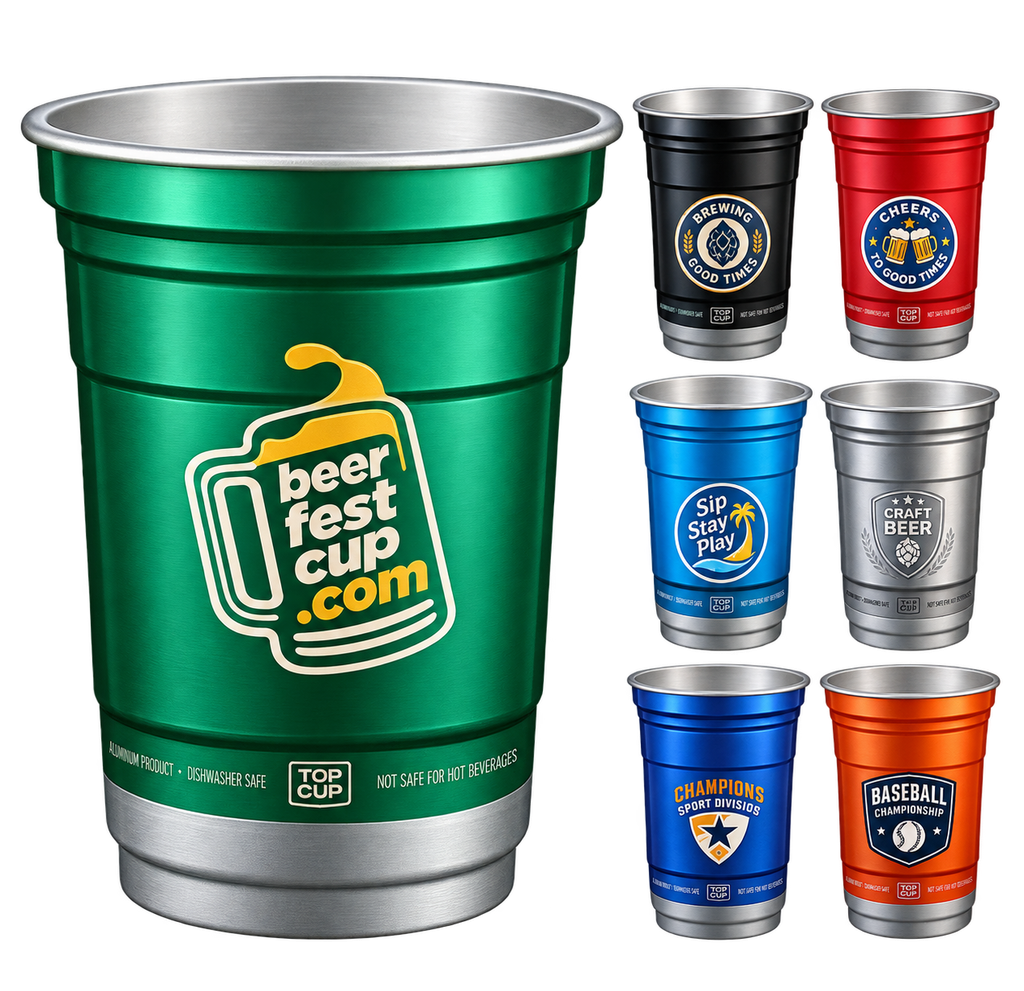 Custom 16 oz. aluminum stadium cup for festivals and events
