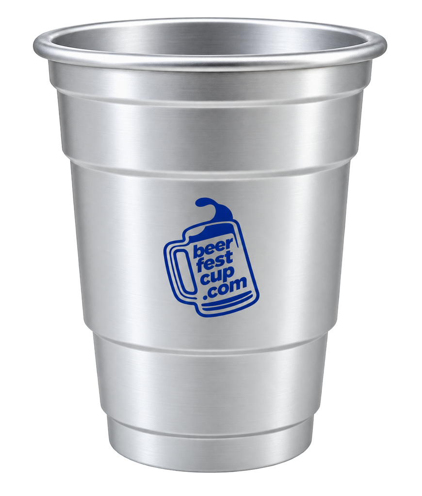 Custom 17 oz. reusable aluminum cup for festivals and events