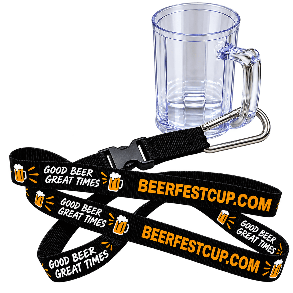 Custom cup lanyard with carabiner for beer festivals
